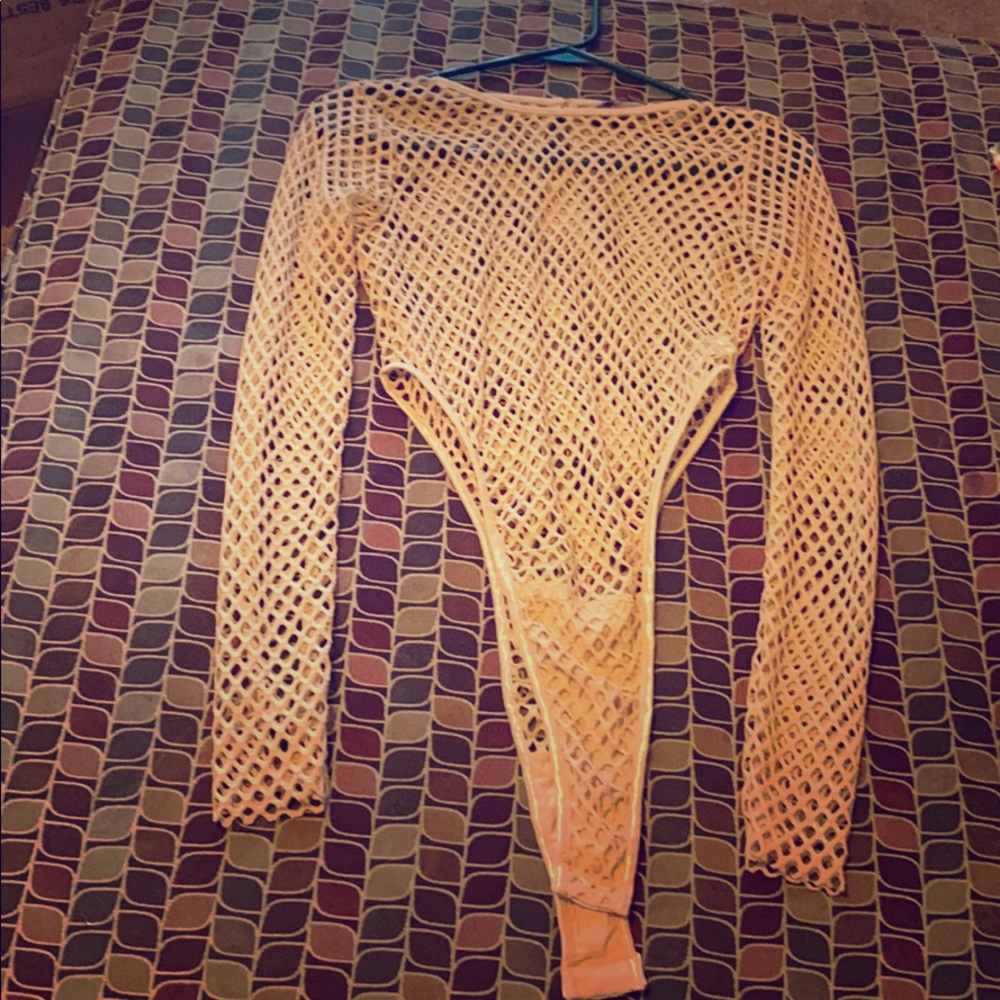 Nude fishnet bodysuit